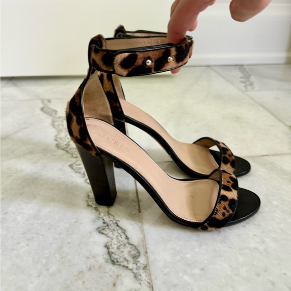 J. Crew Collection Lanie Calf-Hair Leopard Stacked
Heel Sandals - Picture 5 of 9